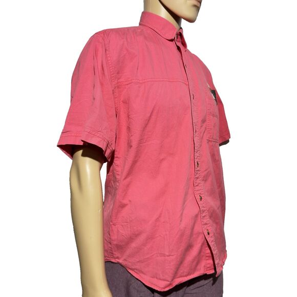 Vintage Bugle Boy Shirt Men's Medium Pink Button Up Short Sleeve 90s Casual EUC - Picture 3 of 11